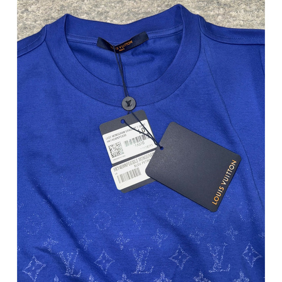 Louis Vuitton Monogram Gradient Blue White Logo Short Sleeve T-Shirt Large L - Picture 5 of 15